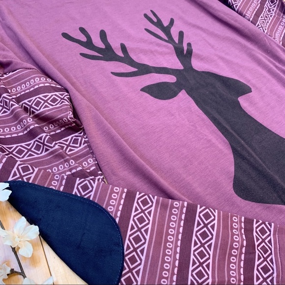 Deer Print Long Sleeved Tunic Shirt, S. - Picture 2 of 5